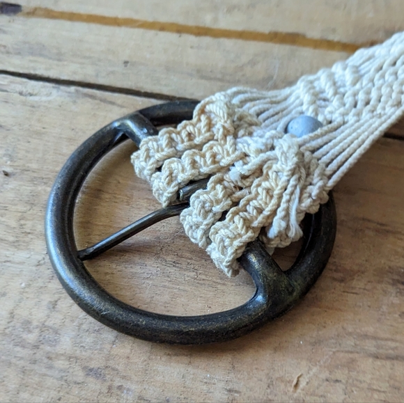 Vintage Handcrafted Macrame Belt With Stone Beads - Picture 7 of 7
